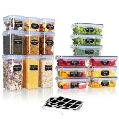 Afbeelding van Mepal Set van 18 stapelbare voorraaddozen, 9 voor noten, snacks en fruitdozen, sandwiches, ideaal koelkast onderweg, 100% luchtdicht, BPA vrij