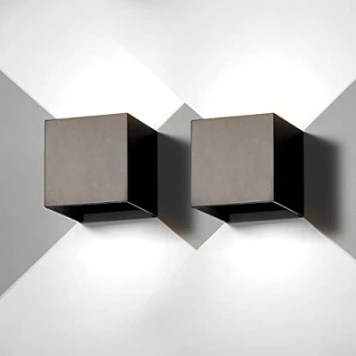 Afbeelding van 2 stuks wandlampen voor buiten en binnen, led wandlampen, modern, zwart, 6 W, 6500 K, koudwit, IP65 waterdicht, vierkante aluminium instelbaar ontwerp, eenvoudig te installeren