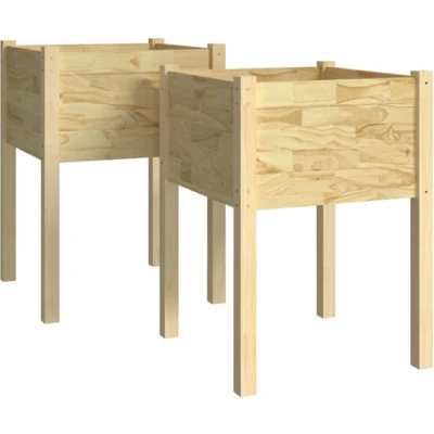 Afbeelding van Plantenbakken 2 st 50x50x70 cm massief grenenhout