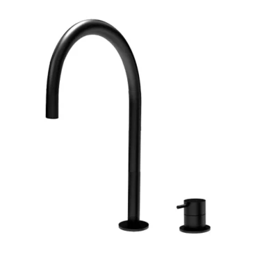Afbeelding van Waterevolution Flow 2 gats wastafelkraan zwart met hoge U 213mm uitloop T1122UPR