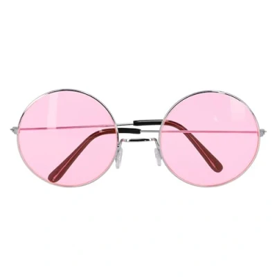 Afbeelding van Boland Partybril Hippie XL Roze Volwassenen 60&#039;s &amp; 70&#039;s Hippies Flower Power