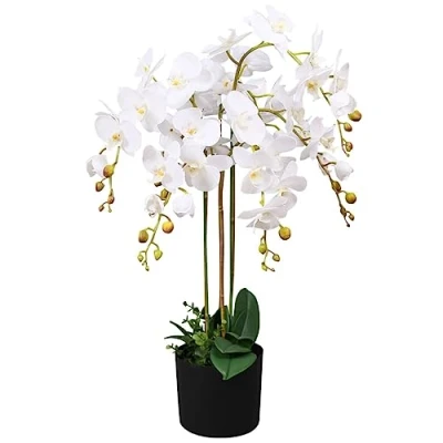 Image de vidaXL Plante artificielle avec pot Orchidée 75 cm Blanc