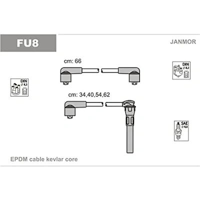 Afbeelding van JANMOR FU8 Bougiekabelset FORD: Sierra Mk2 Estate, Hatchback, Saloon