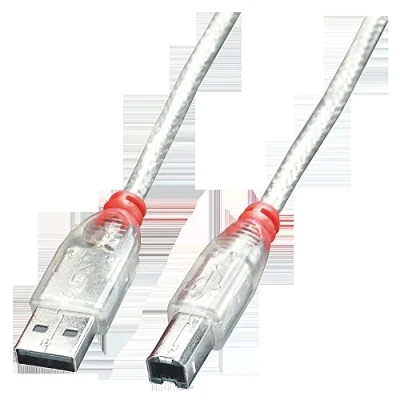 Afbeelding van LINDY USB kabel 2.0 A stekker, B stekker 0.50 m Transparant 41751