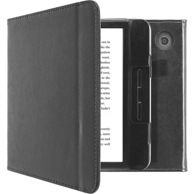 Afbeelding van Hoesje geschikt voor Kobo Libra H2O E reader iMoshion Vegan Leather Bookcase Zwart