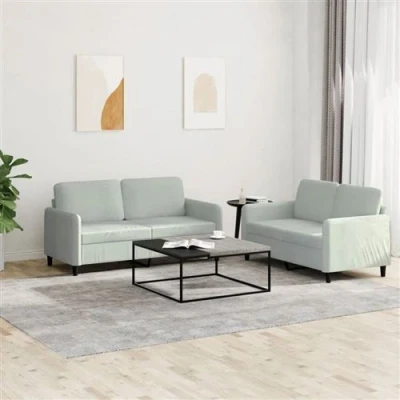 Afbeelding van vidaXL 2 delige Loungeset fluweel lichtgrijs