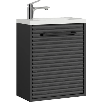 Afbeelding van Badplaats Toiletmeubel Etna 40 x 22 cm Mat Zwart Fonteinmeubel met Wastafel