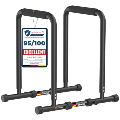 Afbeelding van DH FitLife Dip Barren Bars Station Krachtstation Fitnessapparaat voor Thuis Parallettes Calisthenics Trainingsapparatuur Krachttraining 80 100 cm individueel verstelbaar