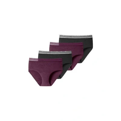 Afbeelding van Schiesser 4ER PACK Secret CARE Menstruatieondergoed Schwarz pflaume, Dames, Maat: 34, pflaume