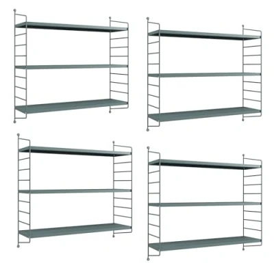 Afbeelding van Wandplank Strängnäs set van 4 verstelbaar 50x60x15 cm grijsblauw [en.casa]