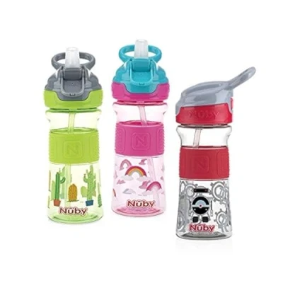 Afbeelding van Nuby Flip it Beker Met Zachte Tuit 360ml Groen/grijs 3jaar+