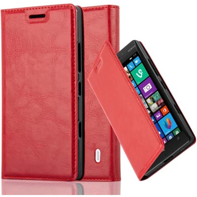 Afbeelding van Cadorabo Hoesje geschikt voor Nokia Lumia 929 / 930 in APPEL ROOD Beschermhoes met magnetische sluiting, standfunctie en kaartvakje Book Case Cover Etui