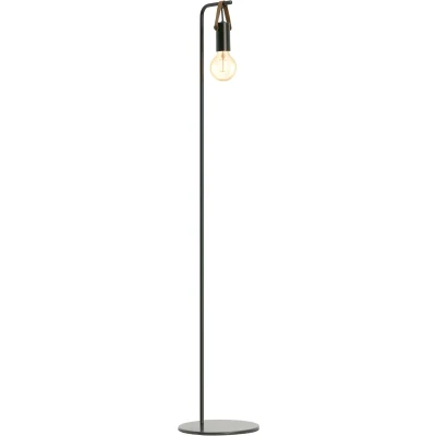 Afbeelding van EGLO Apricale Staande lamp E27 Staal;Leer Zwart;Bruin