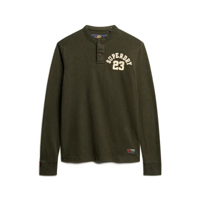 Afbeelding van Superdry Vintage Athletic Grandad Longsleeve, Heren, Maat: Small, Campus green grit
