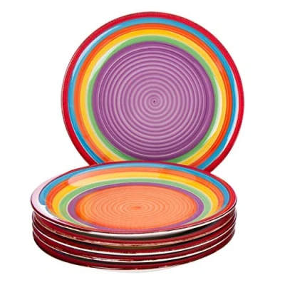 Afbeelding van MamboCat Ibiza platte borden, rond, meerkleurig, regenboog, 6 stuks