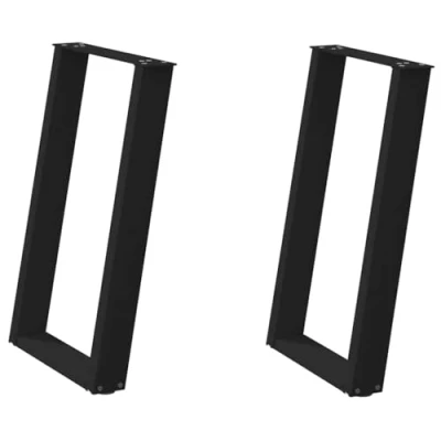 Afbeelding van vidaXL Eettafelpoten 2 st U vormig 60x(72 73) cm staal zwart