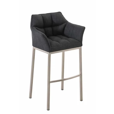 Afbeelding van Barkruk Sarpsborg Stof met 4 poots Mat geborsteld RVS frame, Donkergrijs