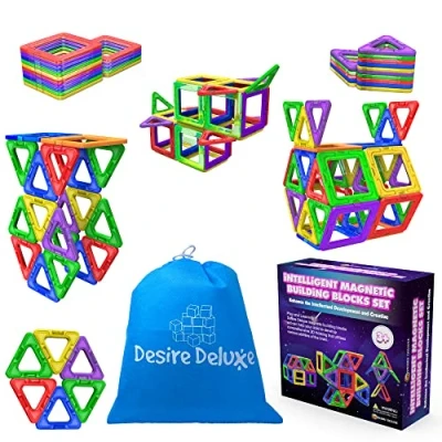 Afbeelding van Desire Deluxe Magnetische bouwstenen voor kinderen, creatief educatief spel, 30 delig, geometrische vormen met magneten om de fantasie van jongens en meisjes te stimuleren