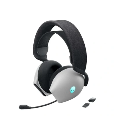 Image de Alienware Tri Mode Wireless Gaming Headset AW725H Micro casque circum aural fréquence/Bluetooth radio de 2,4 GHz sans fil, filaire jack 3,5mm lunar light