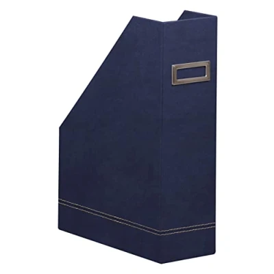 Afbeelding van RHODIA 194550C tijdschriftenstandaard, nachtblauw, 10 x 25 31 cm, oranje buiten, kunstleer, collectie Home Office Rhodiarama organisatie voor kantoor en opslag design