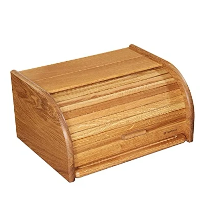 Afbeelding van Zassenhaus Country Broodtrommel met roldeksel en snijplank van eiken, 40 x 30 20 cm, bruin