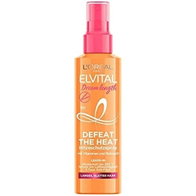 Image de L&#039;Oréal Paris Elvital Dream Length Defeat The Heat Spray de protection contre la chaleur pour cheveux longs et lisses, sans rinçage, avec vitamines huile ricin, 1 x 150 ml