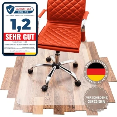 Afbeelding van SCHMIEDWERK Bureaustoelonderlegger versch. groottes vloerbeschermingsmat voor bureaustoel anti slip in transparant melkwit Made Germany (80x120cm)