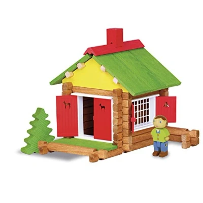Afbeelding van Jeujura jeujuraj8001 houten constructie chalet in een koffer (70 delig)