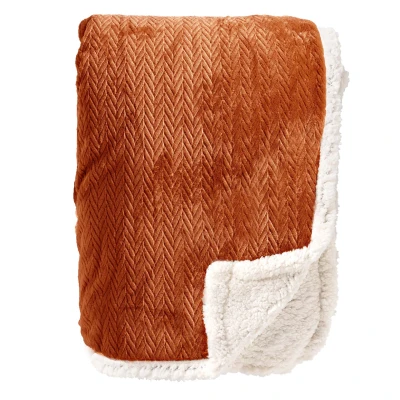 Afbeelding van Dutch Decor BOBBY Plaid 150x200 cm fleece deken met sherpa voering Potters Clay oranje terra