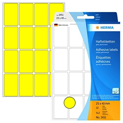 Afbeelding van Etiket HERMA 2451 25x40mm geel 512stuks