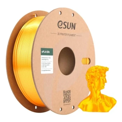 Afbeelding van eSUN PLA zijde filament 1,75 mm, zijdeachtig, glanzend, 3D printer, filament, maatnauwkeurigheid +/ 0,05 spoel van 1 kg (2,2 lBS) printerfilament voor printers, donkergeel