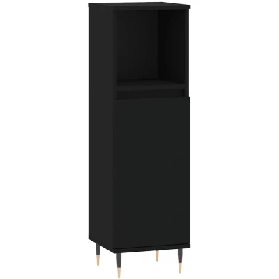 Afbeelding van Badkamerkast 30x30x100 cm bewerkt hout zwart