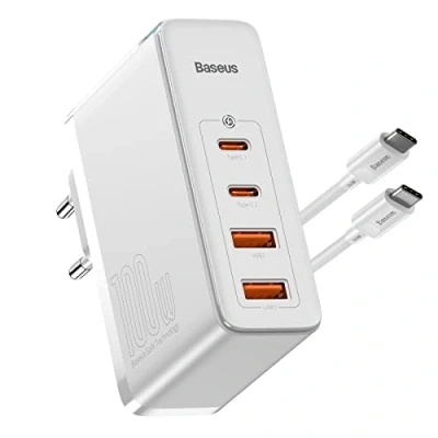 Afbeelding van Baseus GaN2 PD snellader USB C, 100 W, 4 poorten, oplader type C stekker, compatibel met MacBook Pro/Air Laptop iPhone 15/14/13 Pro Max iPad Samsung Galaxy S24 Ultra