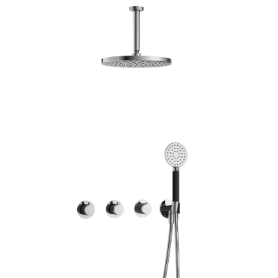 Afbeelding van Hotbath Cobber Regendoucheset IBS70 Chroom Ronde handdouche 30cm Hoofddouche 15cm Plafondbuis Handouche met wandhouder