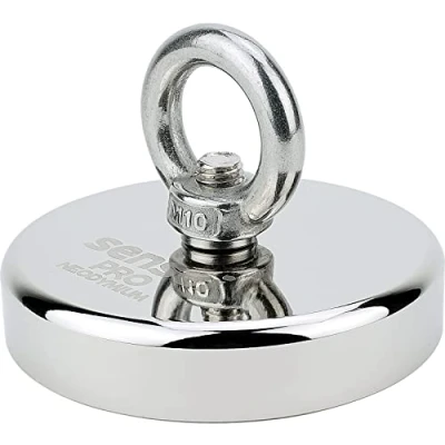 Afbeelding van SENSEI Supersterke neodymium magneet 400 kg N52 met ring Ø 9 x H 1,8 cm