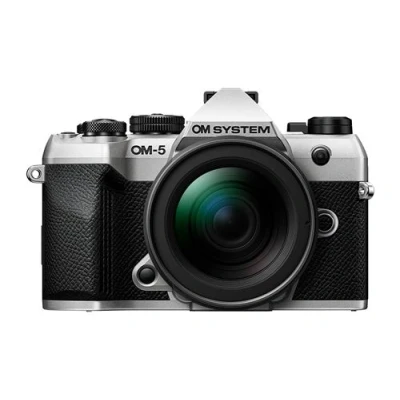 Image de Kit appareil photo hybride OM System 5 Mark II 1245 Argent + M.Zuiko Digital 12 45mm F4 PRO lens Noir