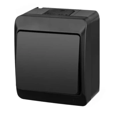 Afbeelding van asvendo Elektro HERMES Moderne opbouwserie / schakelaar dubbele meervoudig stopcontact IP44 bescherming buiten zwart (lichtschakelaar)