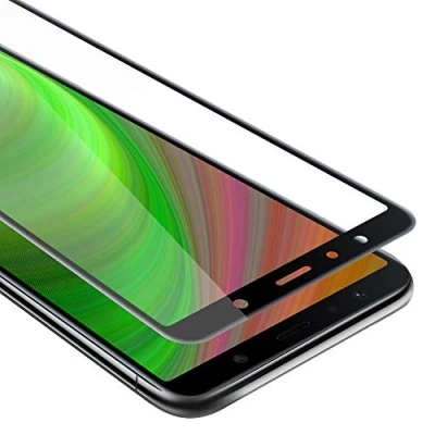 Afbeelding van Cadorabo Screenprotector geschikt voor Samsung Galaxy A7 2018 Volledig scherm pantserfolie Beschermfolie in TRANSPARANT met ZWART Gehard (Tempered) display beschermglas 9H hardheid 3D Touch