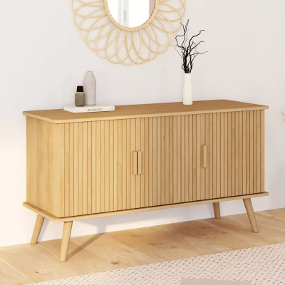 Image de Buffet bois 3 portes 110 cm effet lattes