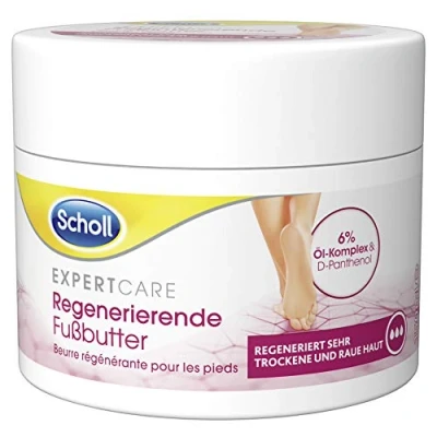 Image de Scholl Expertcare Beurre de pied régénérant Pour peaux très sèches et rugueuses Avec 6% complexe d&#039;huile panthénol D Tolérance cutanée testée dermatologiquement 150 ml
