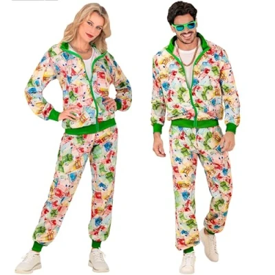 Afbeelding van Widmann Grappig &amp; Fout Kostuum Mo Money Retro Trainingspak Wit / Beige Medium Carnavalskleding Verkleedkleding