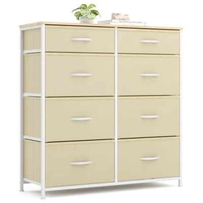 Afbeelding van Xbro AP72 stoffen ladekast met 8 laden, slaapkamer houten blad, gang slaapkamer, Comode kast, gangkast voor keuken, kantoor， beige