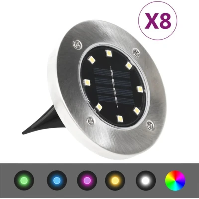 Afbeelding van Grondlampen 8 st solar LED RGB kleur