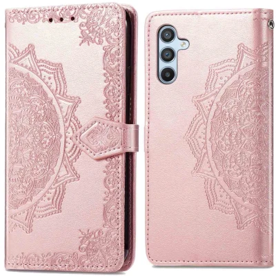 Afbeelding van iMoshion Hoesje Geschikt voor Samsung Galaxy A54 (5G) Met Pasjeshouder Mandala Bookcase Rosé Goud