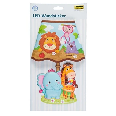 Afbeelding van Idena 31253 Led muursticker met wilde dierlamp lichtsensor, ca. 31 x 18 cm, ideaal als nachtlampje in de kinderkamer
