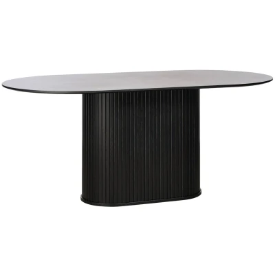 Afbeelding van Hygge Interiors Nola 180 cm Ovale Eettafel Zwart