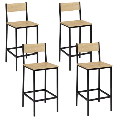 Image de Lot de 4 tabourets bar DETROIT avec dossier chaise cuisine design industriel
