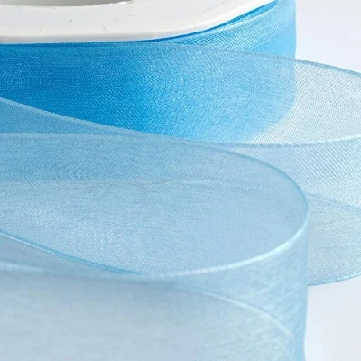 Afbeelding van Italian Options Organza chiffon lint blauw 25 mm x 20 m
