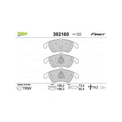 Afbeelding van VALEO 302160 Remblokkenset FIRST Vooras Excl. slijtage waarschuwingscontact Met anti kreukplaat MERCEDES BENZ: CLS Shooting Brake, E Class Saloon