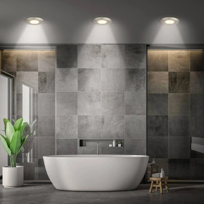 Afbeelding van Briloner Klira Set van 3 inbouwspots voor de badkamer 7588032 CTS schakelaar Ra90 hoge kleurvastheid Spatwaterdicht 50 % gerecycled materiaal behuizing Vlak 9 x cm Nikkel mat